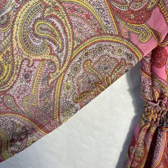 Tommy Hilfiger Pink Paisley Off-Shoulder Dress Size 10 Elastic Waist 3/4 Sleeves - Picture 9 of 16